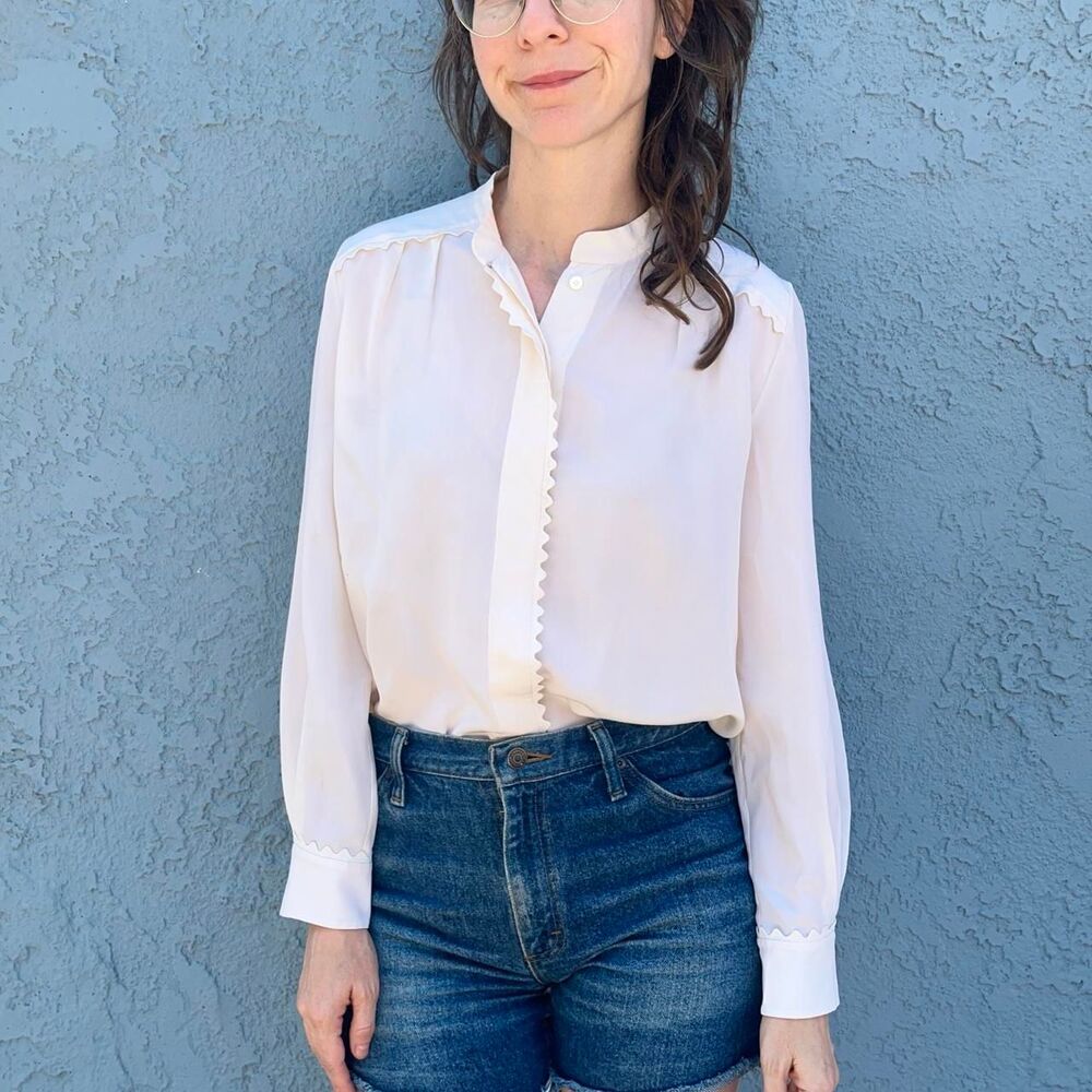 Chloe Silk Blouse Cream Womens Small